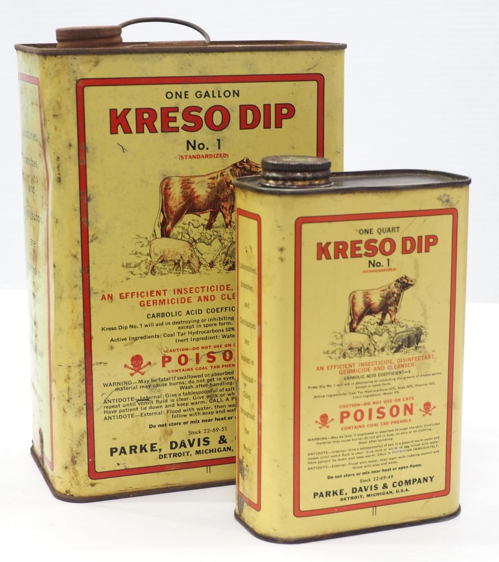 Kreso Dip product tins, quart & gallon: Kreso Dip product tins, quart & gallon - Good