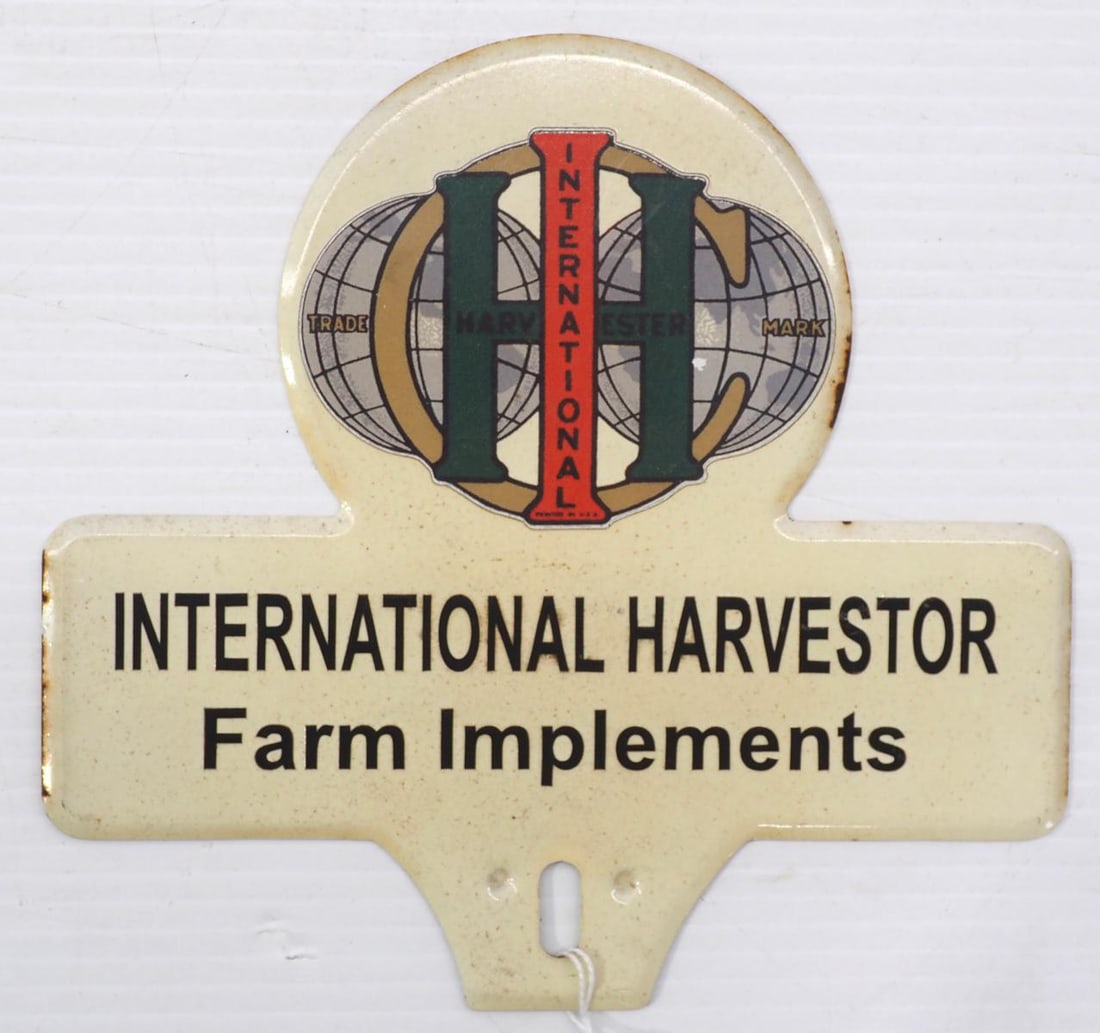 IH Farm Implements SST license plate topper: International Harvester Farm Implements SST license plate topper - Good with age