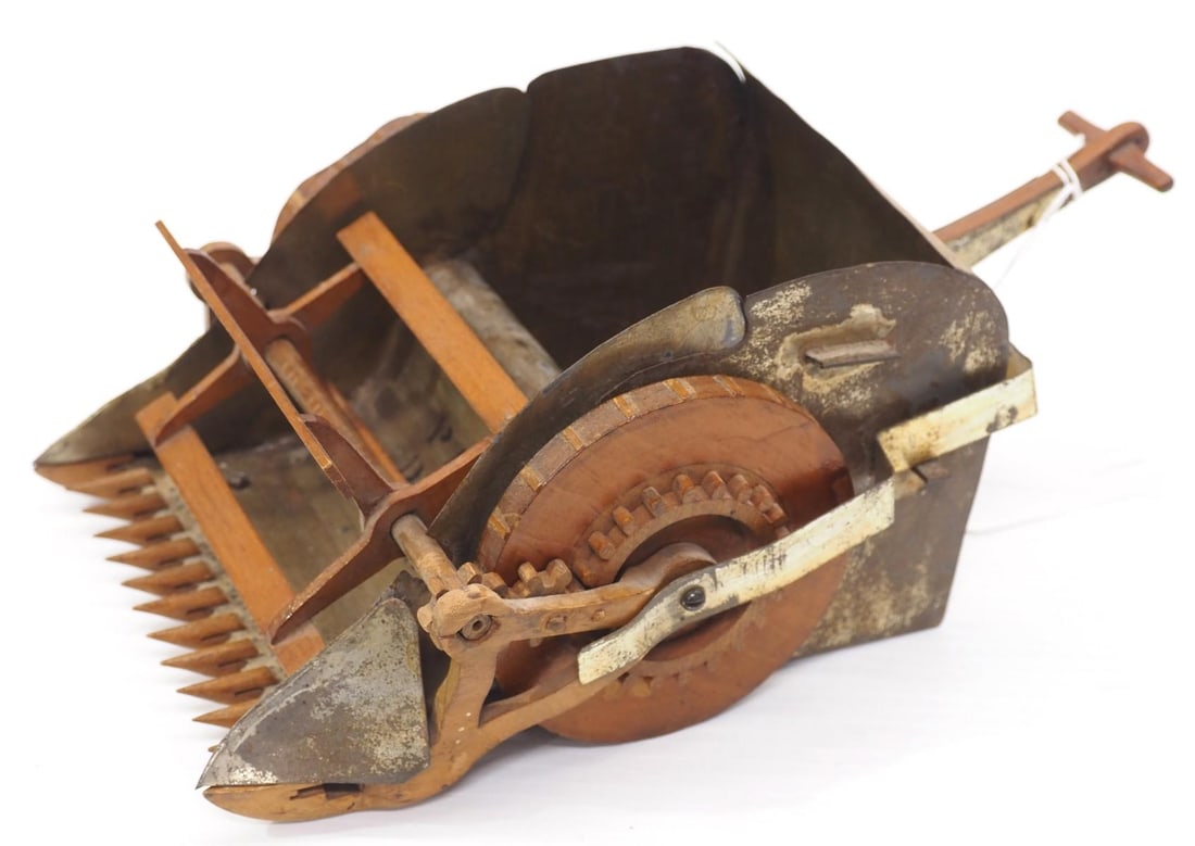 Early salesman sample wood & brass reaper (1 of 4)