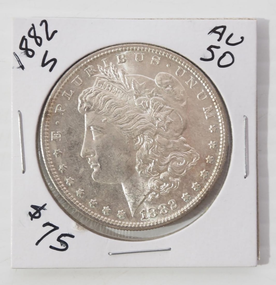 1882-S Morgan silver dollar, AU50 (1 of 2)