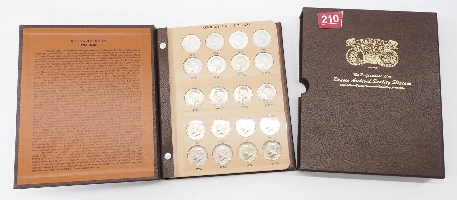 Complete set of Kennedy half dollars: Complete set of Kennedy half dollars, 1964 to 2025, in deluxe Dansco case - Excellent