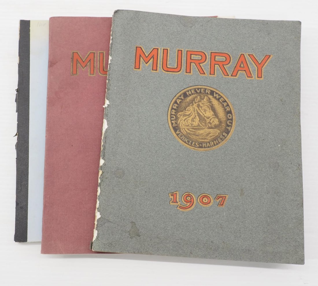 1906 and 1907 Murray catalogs and reprint catalog: 1906 and 1907 Murray Never Wear Out Vehicles & Harness catalogs (both fair condition) and another Murray reprint catalog