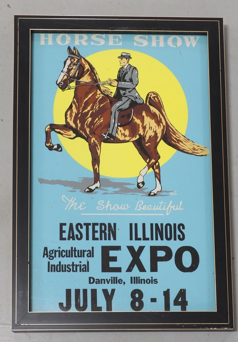 Framed Eastern Illinois Expo Horse Show print: Framed Eastern Illinois Expo Horse Show print, frame measures 16"x24" - Very Good