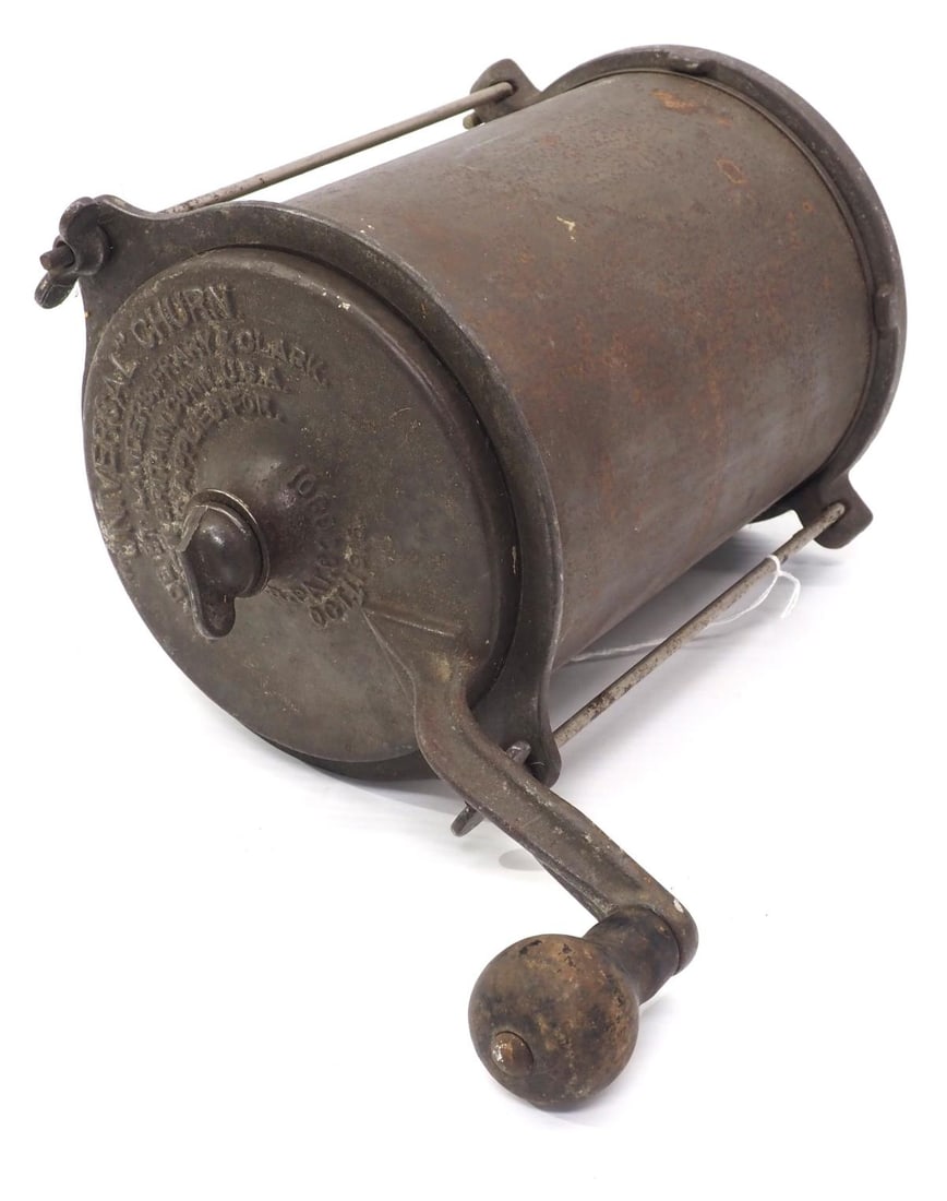 Landers, Frary & Clark 'Universal' Churn: Landers, Frary & Clark 'Universal' Churn, metal table-mount, hand-crank