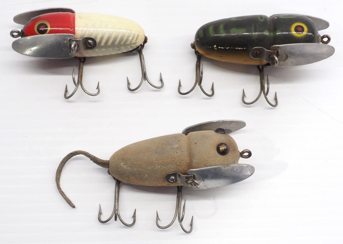 (3) Heddon Crazy Crawler lures (1 of 2)