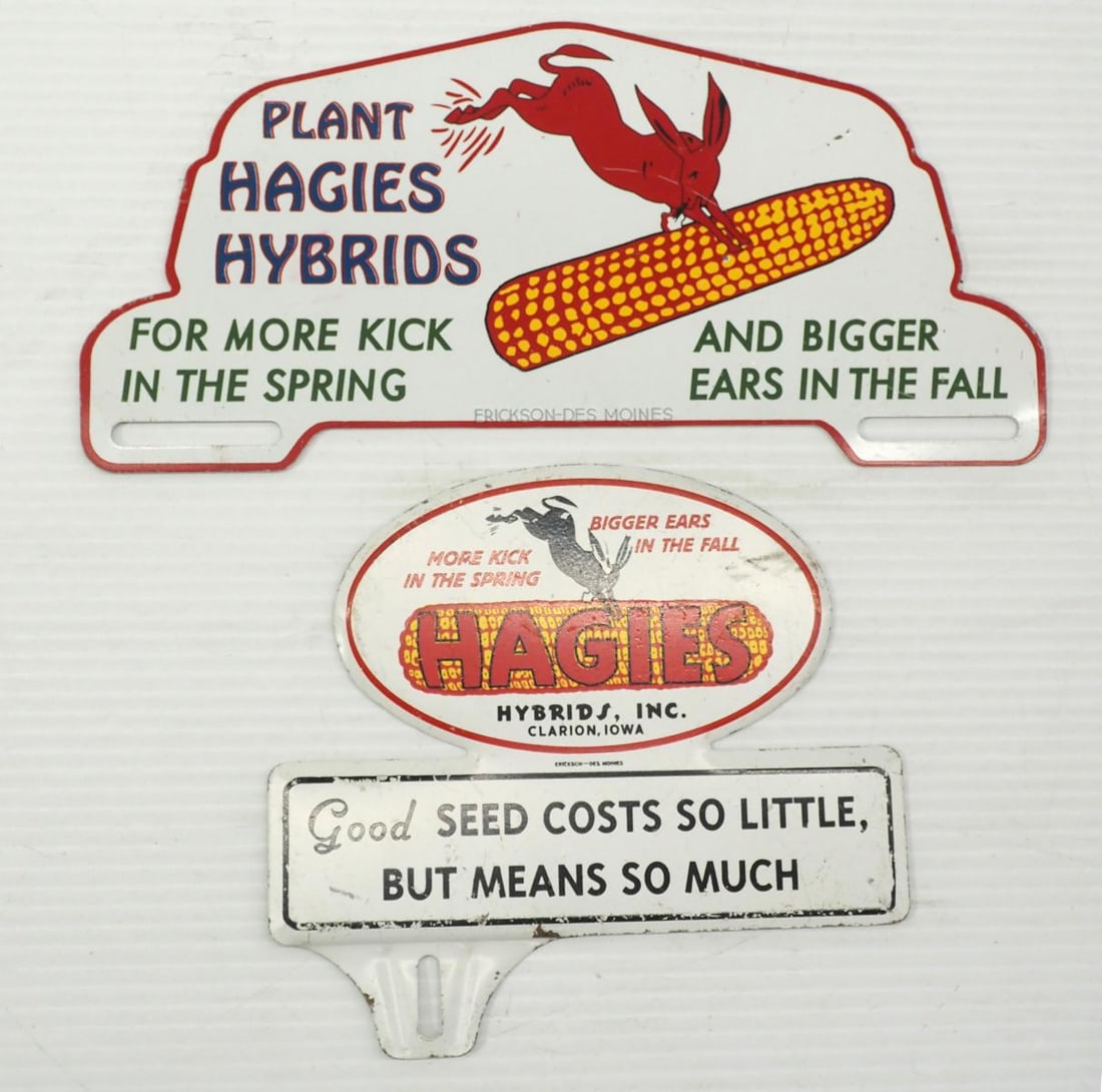 (2) Hagies Hybrids SST license plate toppers: (2) Hagies Hybrids SST license plate toppers