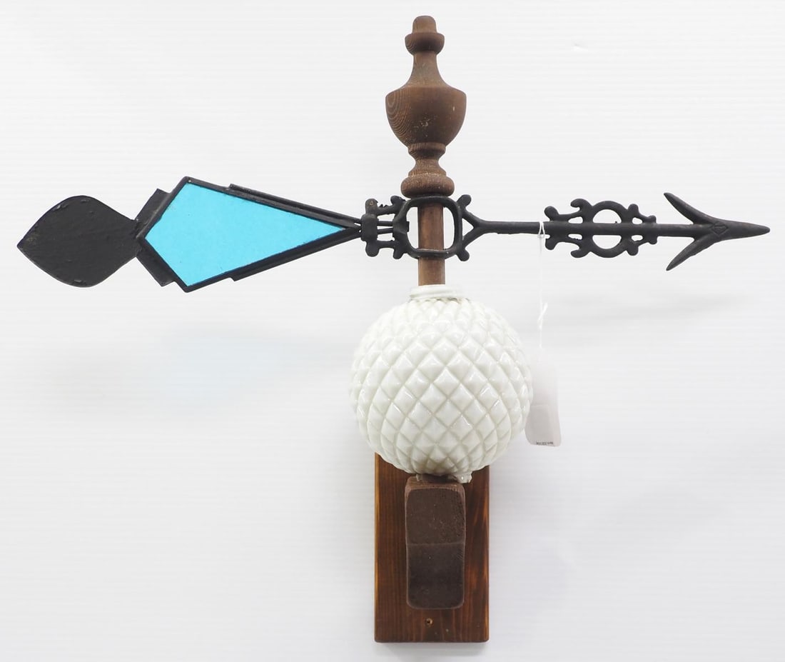 Lightning rod arrow, blue glass, white milk ball (1 of 3)