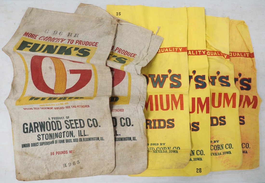 (6) Cloth seed bags: (6) Cloth seed bags for Crow's Premium Hybrid & Funks Hybrid