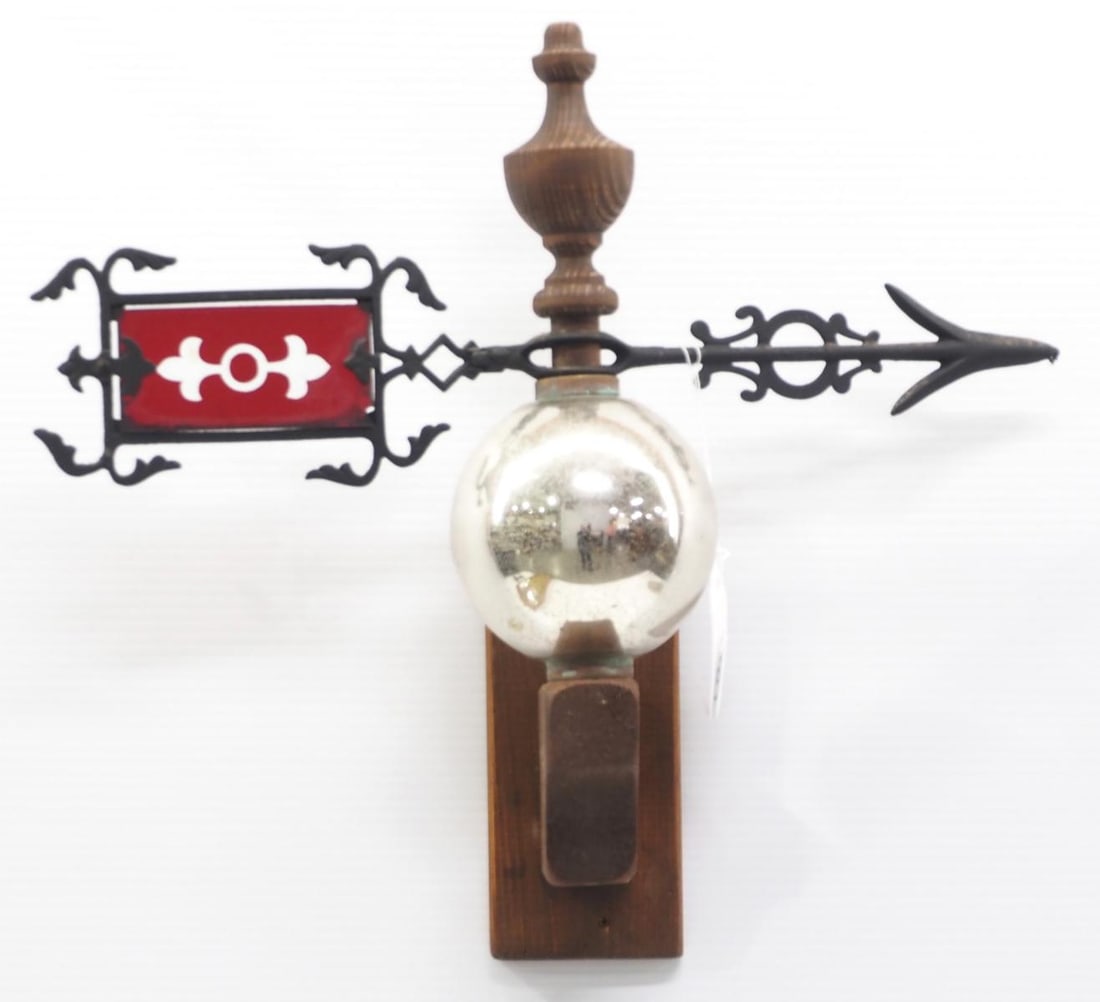 Lightning rod arrow, ruby glass, silver ball (1 of 2)