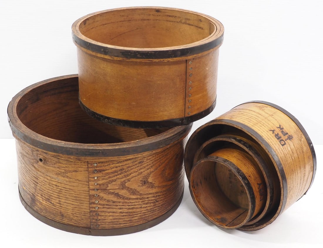 Set of 5 early wooden dry measures (1 of 4)