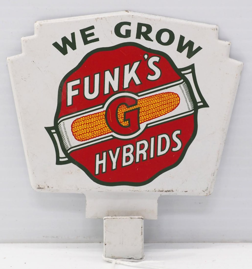We Grow Funk's G Hybrids tin license plate topper: We Grow Funk's G Hybrids tin license plate topper - Very Good