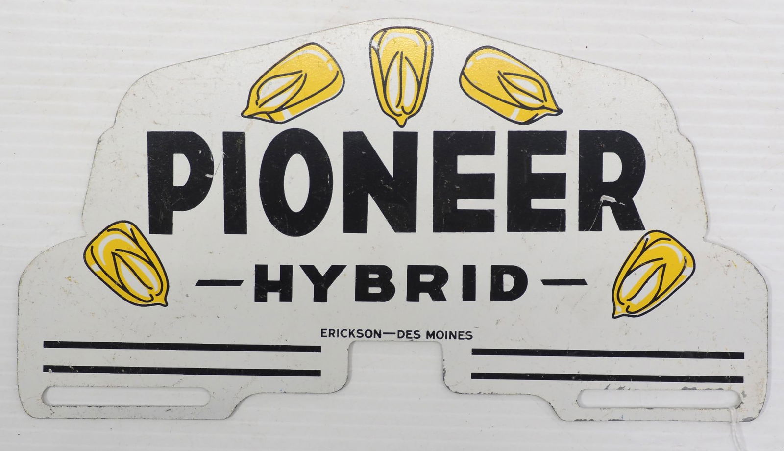 Pioneer Hybrid license plate topper: Pioneer Hybrid SST license plate topper, marked Erickson