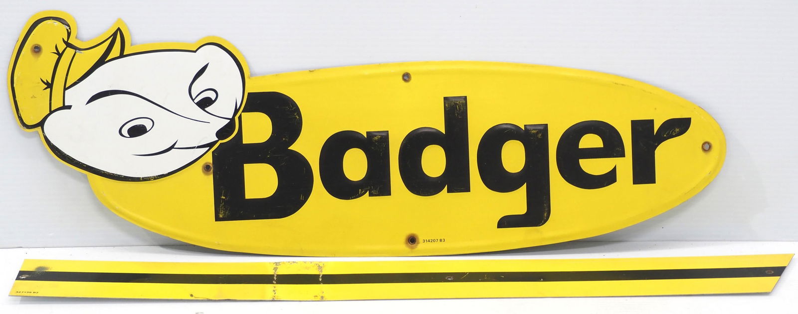 2-pc SSA Badger sign: 2-pc SSA Badger sign, oval part measures 27"x10"H