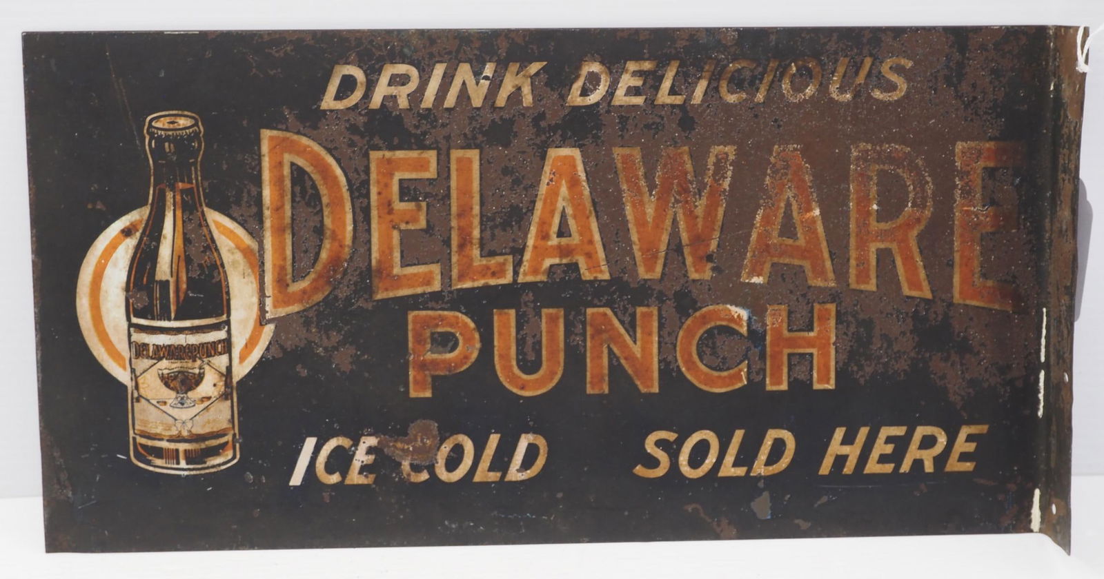 Drink Delicious Delaware Punch sign: 18"x9" DST flanged Drink Delicious Delaware Punch sign - Rough
