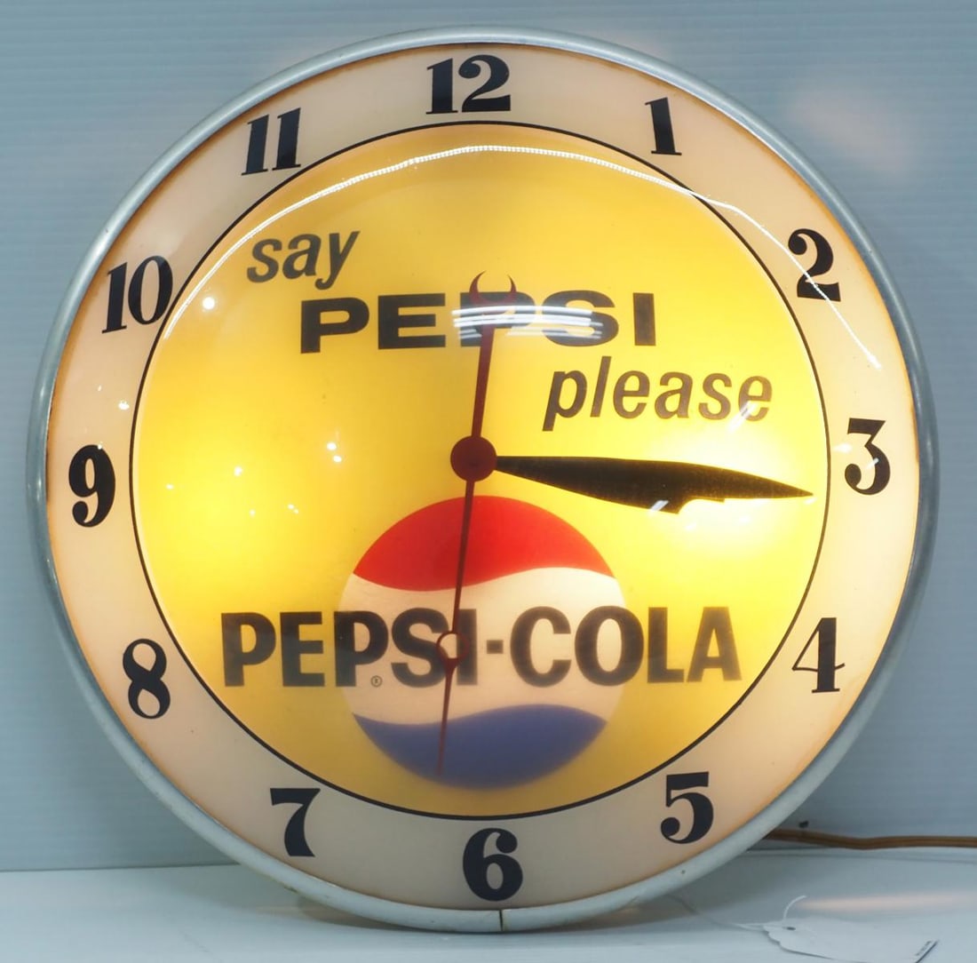 Pepsi Cola double bubble lighted clock (1 of 2)