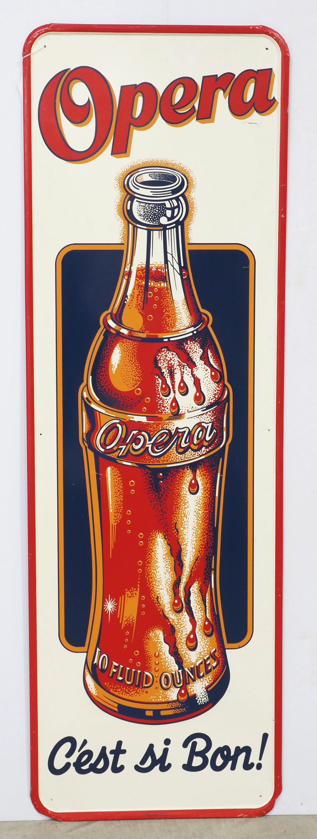 Opera Drink sign in French: NOS 17"x53" SST Opera Drink sign in French - Great with a few minor scratches