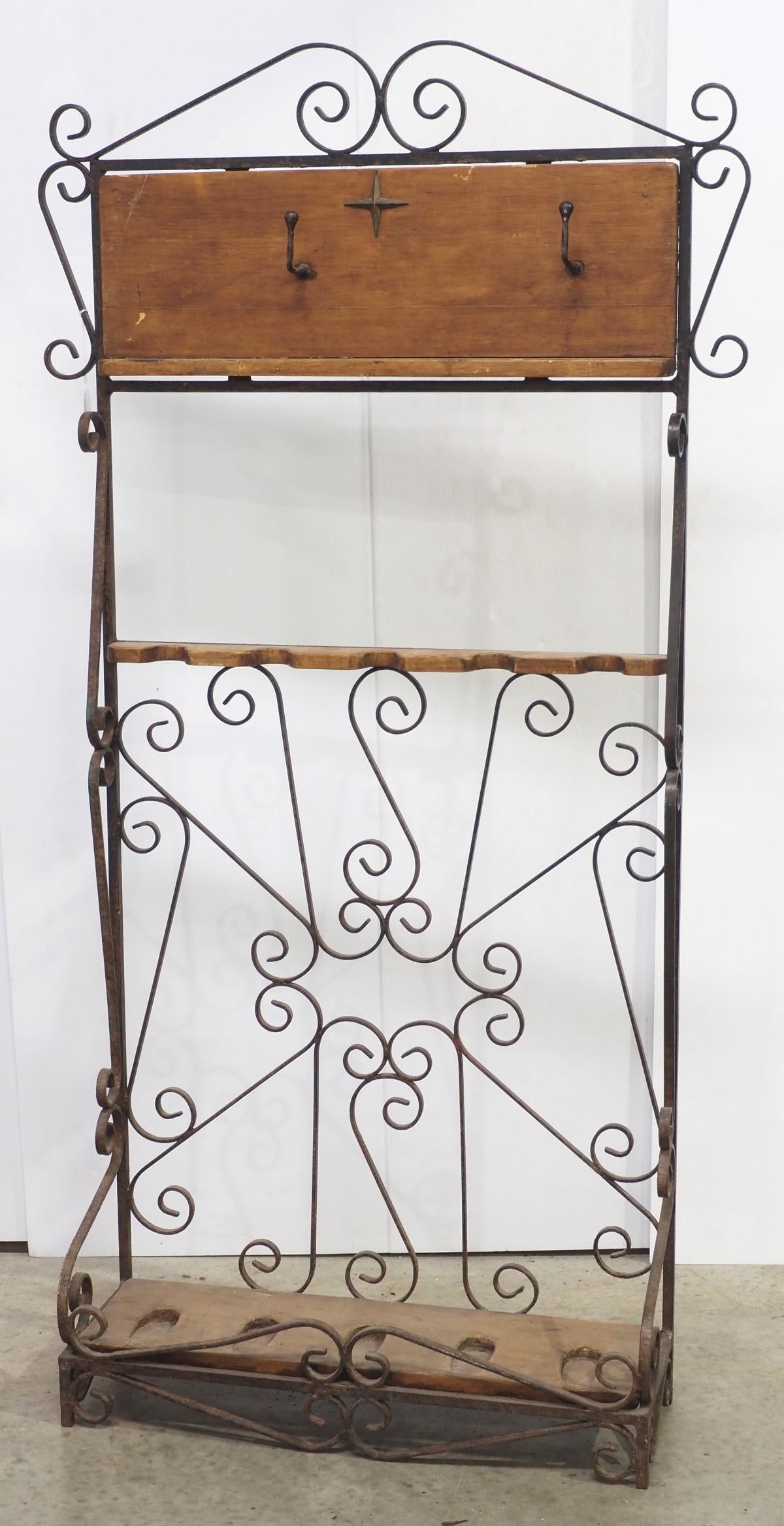 Early wrought-iron & wood gun rack (1 of 4)