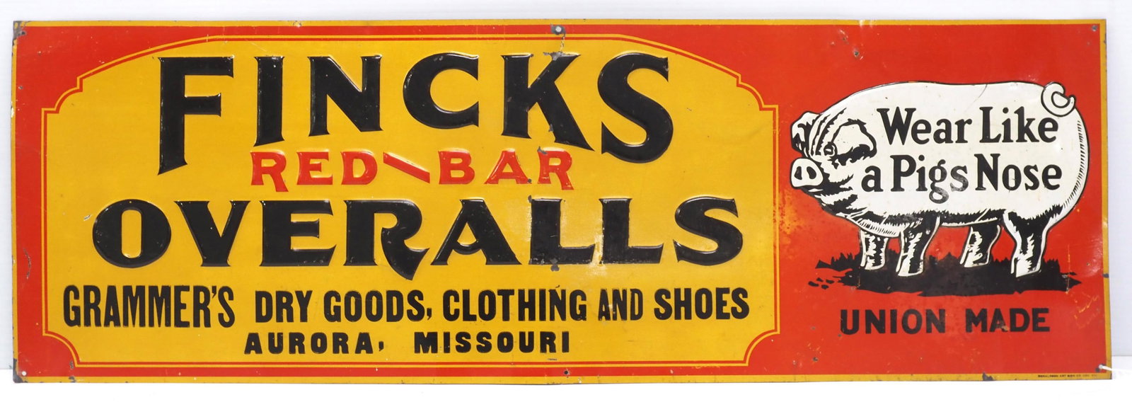 Fincks Red-Bar Overalls dealer sign (1 of 5)