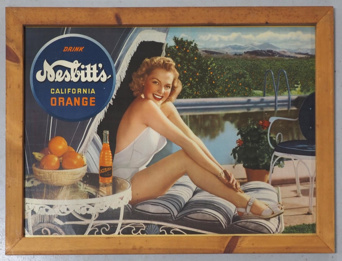 Nesbitt's California Orange drink poster: 38"x28" framed paper Nesbitt's California Orange drink poster - Good