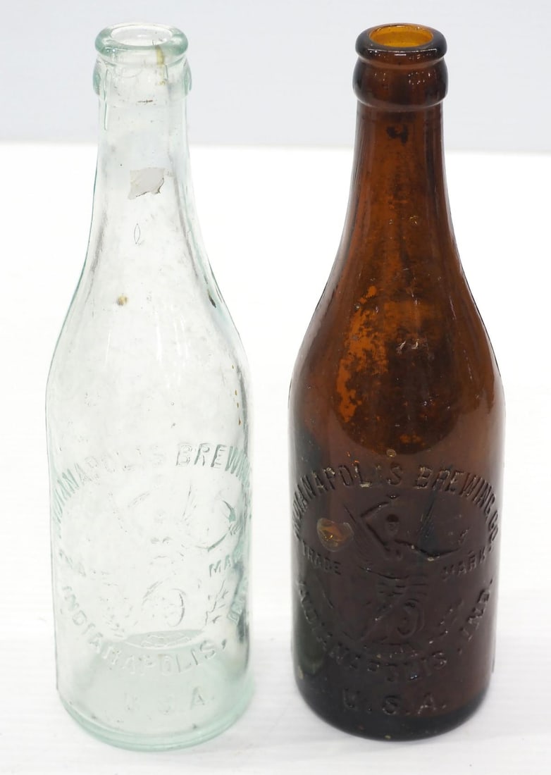 (2) Glass bottles for Indianapolis Brewing: (2) Glass bottles for Indianapolis Brewing, Indianapolis, Indiana