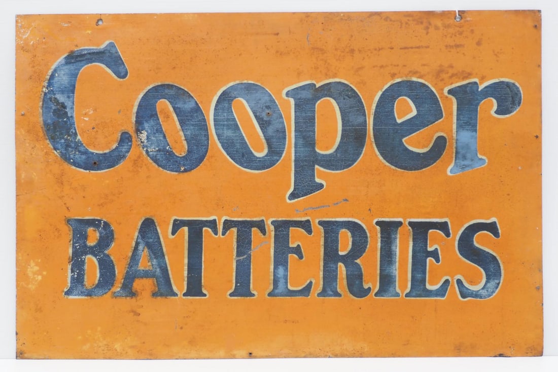 Cooper Batteries sign: 35"x23" DST Cooper Batteries sign