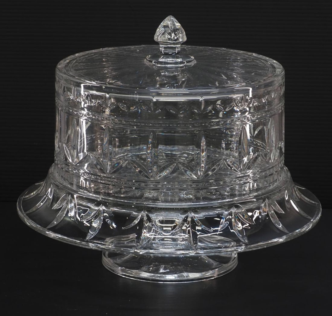 Lead Crystal Covered Cake Plate: Quality Heavy Lead Crystal Covered Cake Plate Condition NOTICE! VERY IMPORTANT! Chupp Auctions is pleased to issue an opinion on any lot; the absence of a condition report does not indicate that a lot