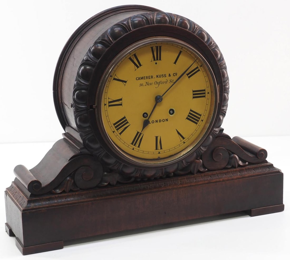Camerer, Kuss & Co. London Wood Cased Shelf Clock: Camerer, Kuss & Co. London Wood Cased Shelf Clock with Key, works marked Lenzkirch, 122718. Makers were renowned German immigrant London-based clockmakers and retailers. Immigrating from the Black For