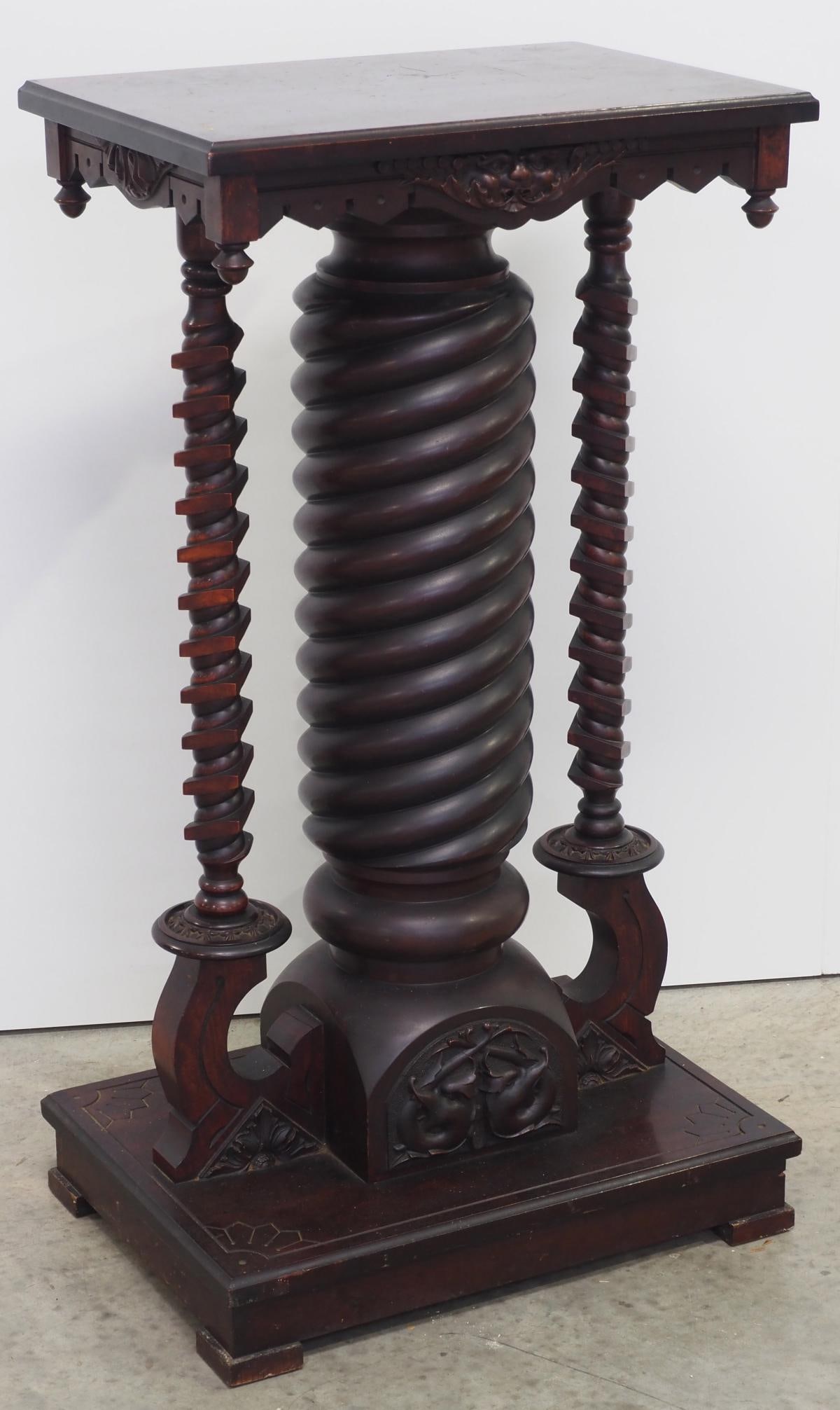Neo-Classical Herter-style Mahogany Twist Column Pedestal (1 of 5)
