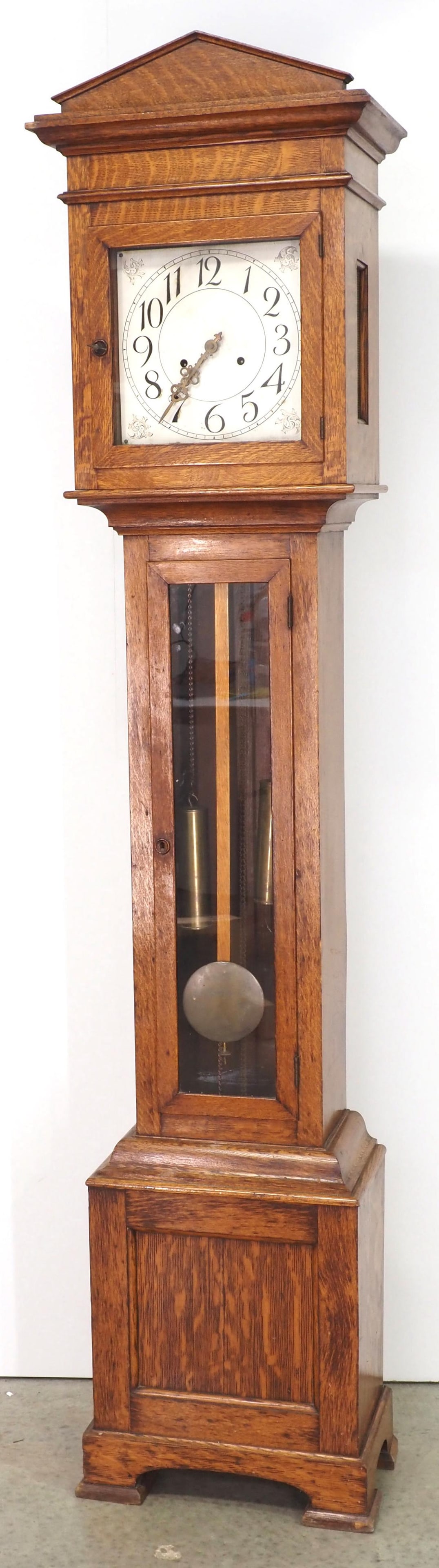 Quartersawn Oak Ithaca Weight-Driven Grandfather Tall Case Clock (1 of 6)