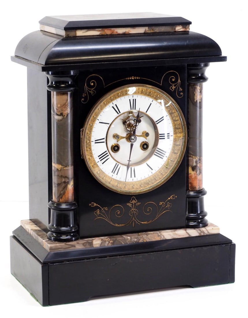 19th Century Slate & Marble Open Escapement Shelf Clock (1 of 4)