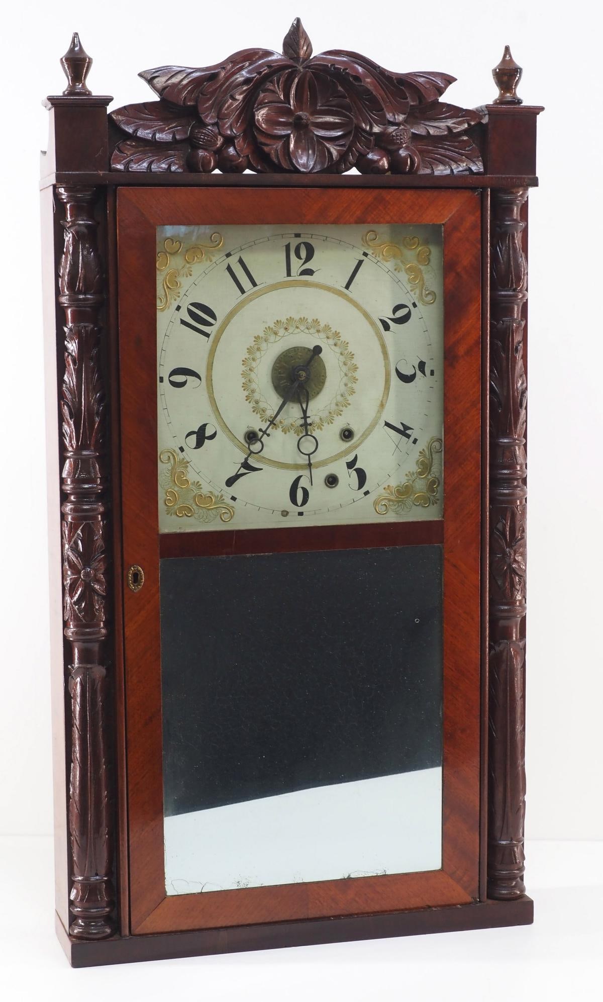 Henry Terry Shelf Clock with Carved Mahogany Columns (1 of 6)
