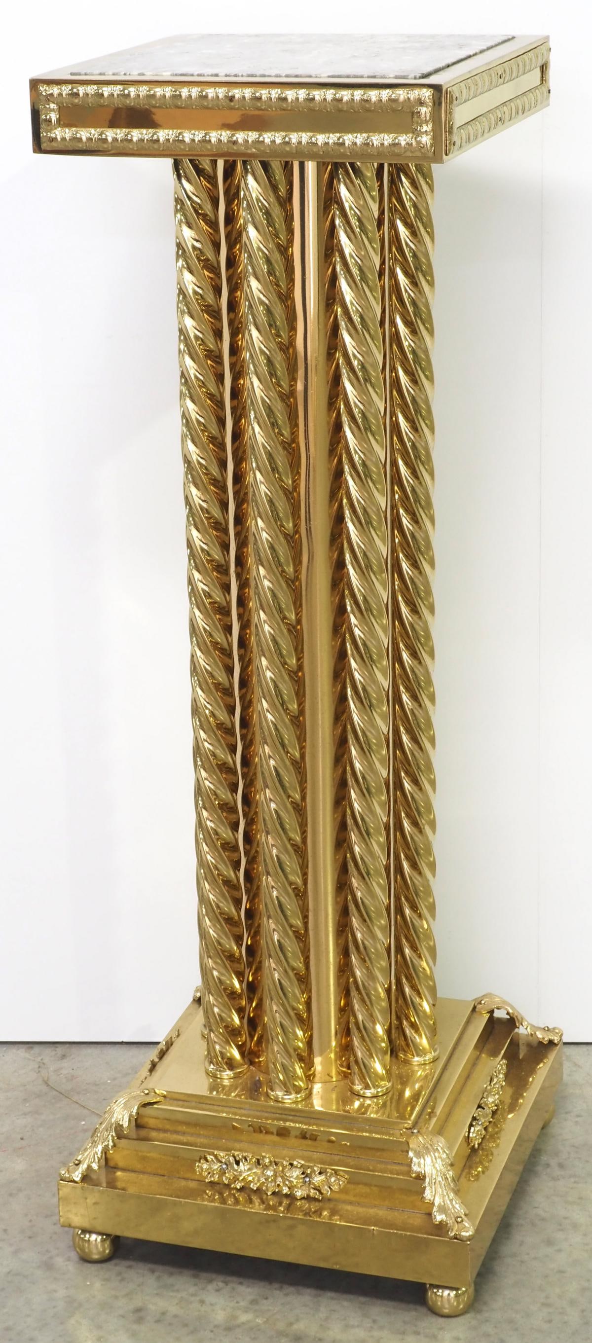 Gorgeous Polished Brass Rope Twist Pillar Pedestal (1 of 5)