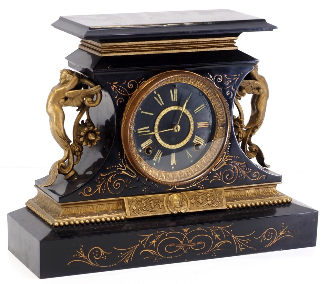 Ansonia 'Rosalind' Black Enamel Iron Cased Shelf Clock (1 of 5)