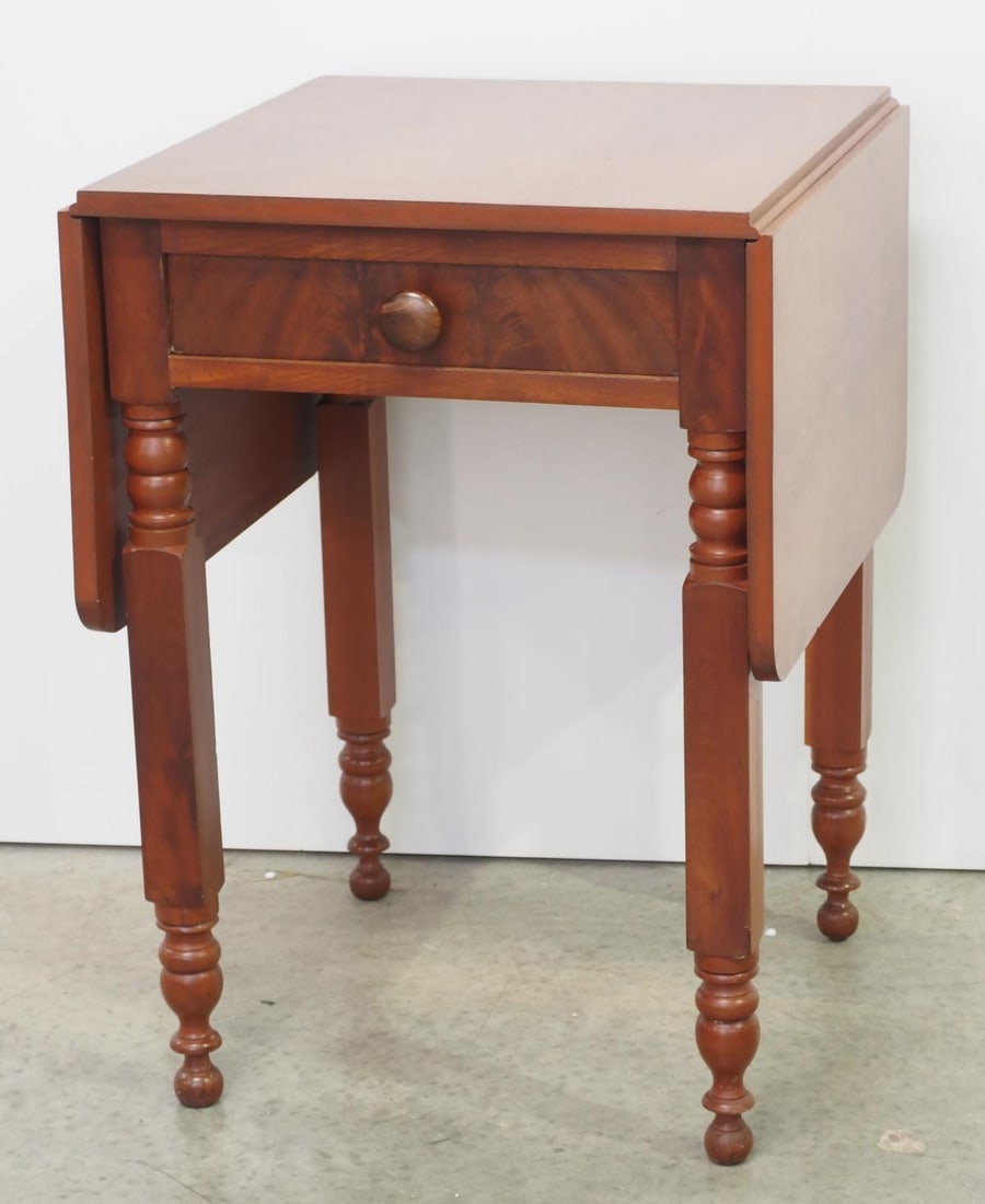 NYY Leg Drop-Leaf Side Table with Dovetailed Drawer (1 of 4)
