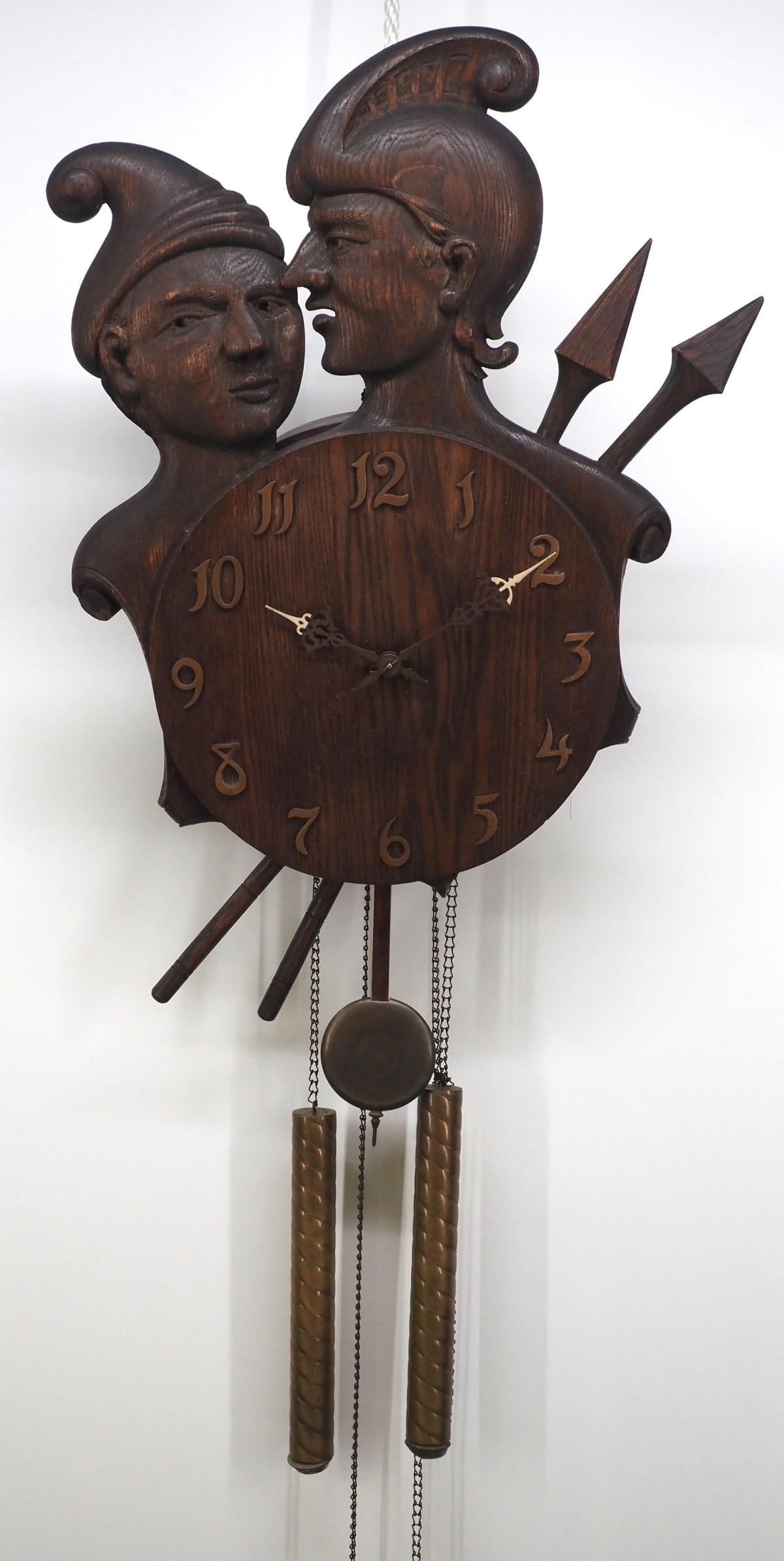 RARE Waterbury Clock Co. Carved Figural Centurions Wall Clock (1 of 4)
