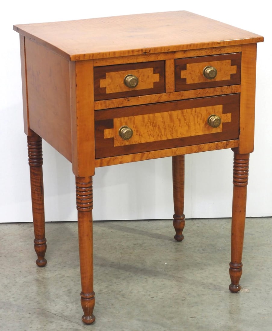 Tiger & Birdseye Maple Early 3-Drawer Stand (1 of 6)