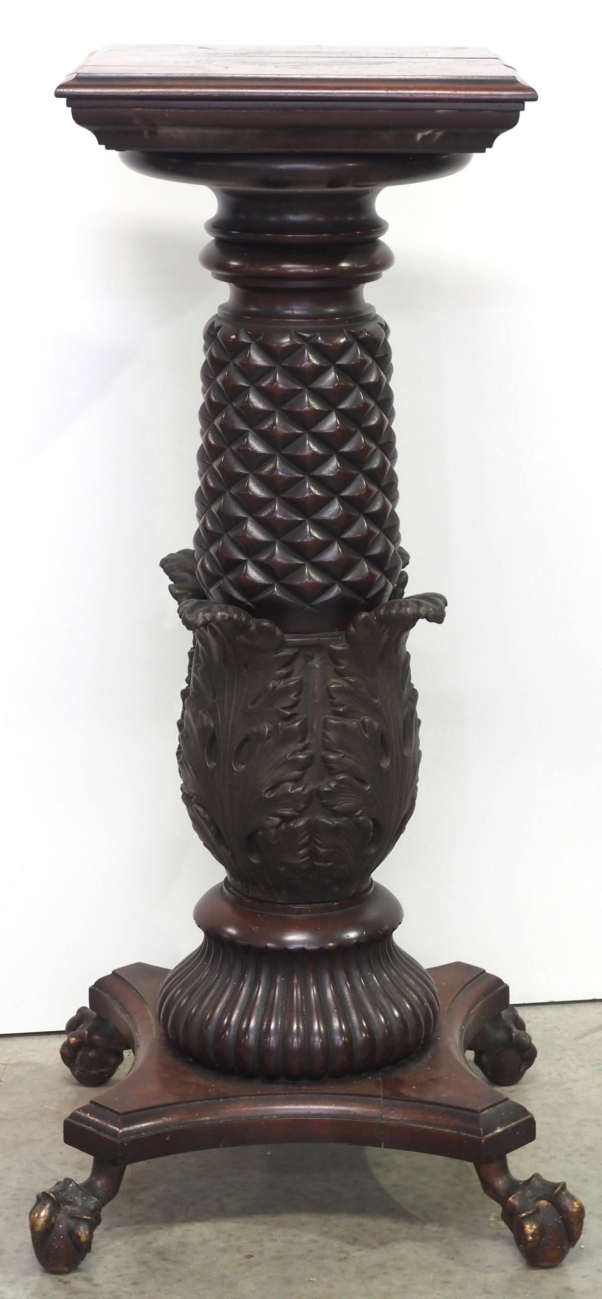 Gorgeous Mahogany Hunzinger-style Claw & Ball Foot Pedestal (1 of 4)