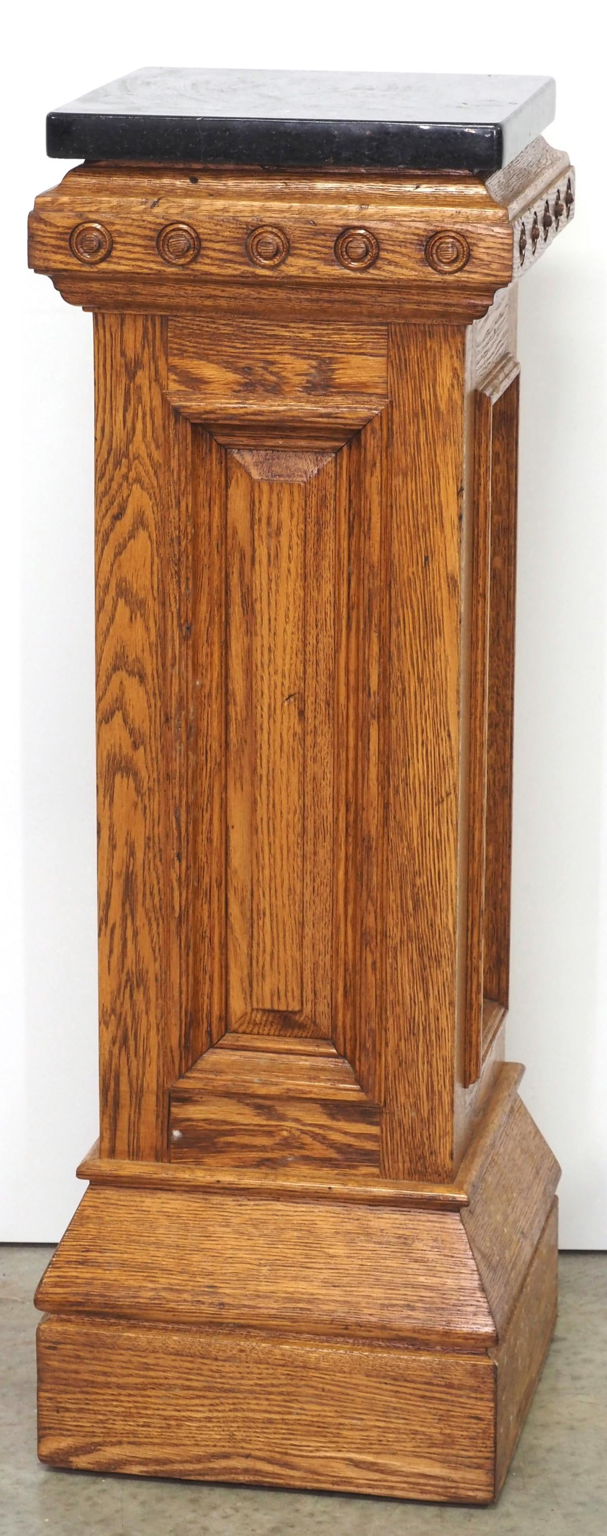 Quartersawn Oak Pedestal Stand with Custom Granite Top (1 of 5)