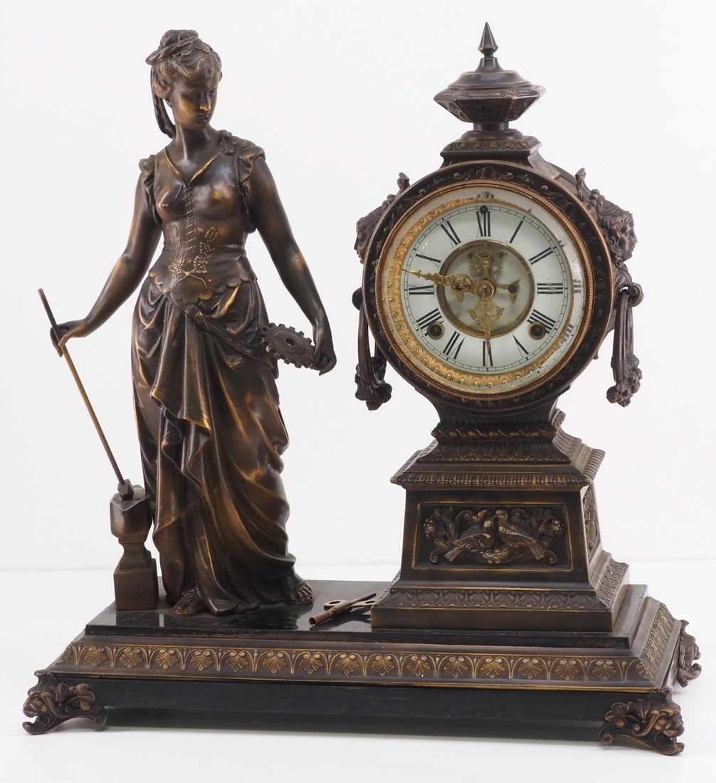 Ansonia Figural Mantle Clock with Open Escapement (1 of 7)