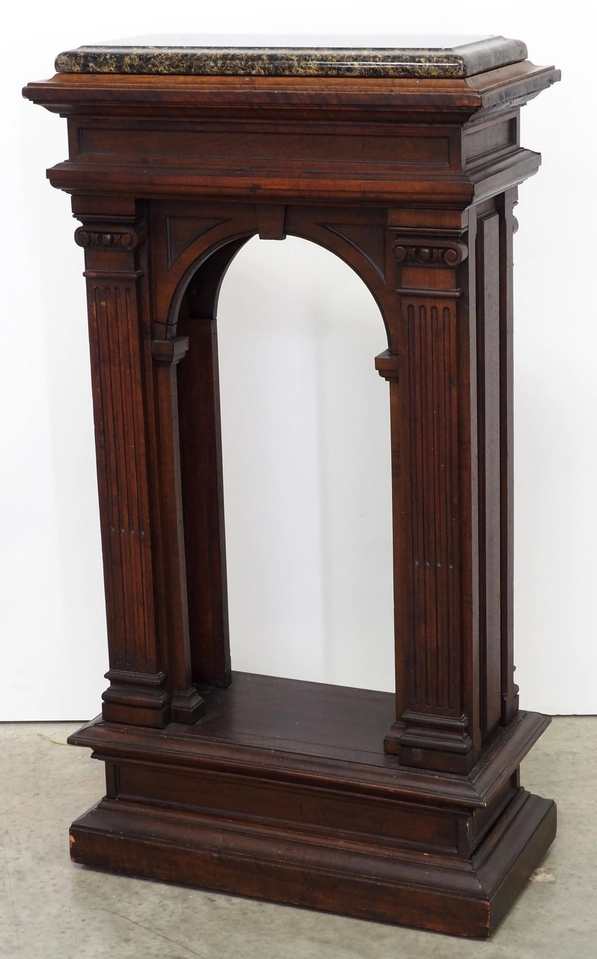 Carved Walnut Double Pillar Arched Altar (1 of 4)