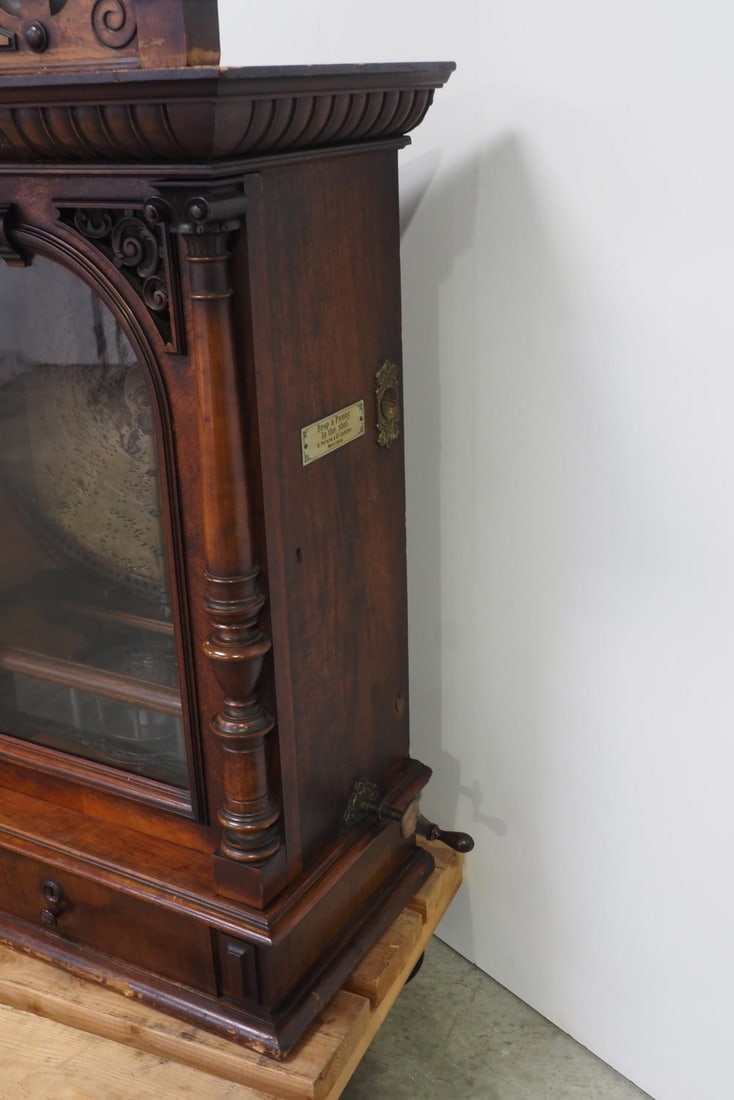 Table-top 19th Century Clock Top Coin-Operated Polyphon 104U Music Box - 4
