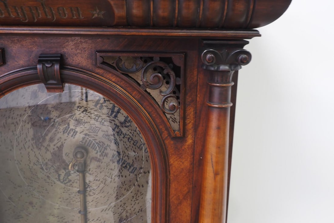 Table-top 19th Century Clock Top Coin-Operated Polyphon 104U Music Box - 5