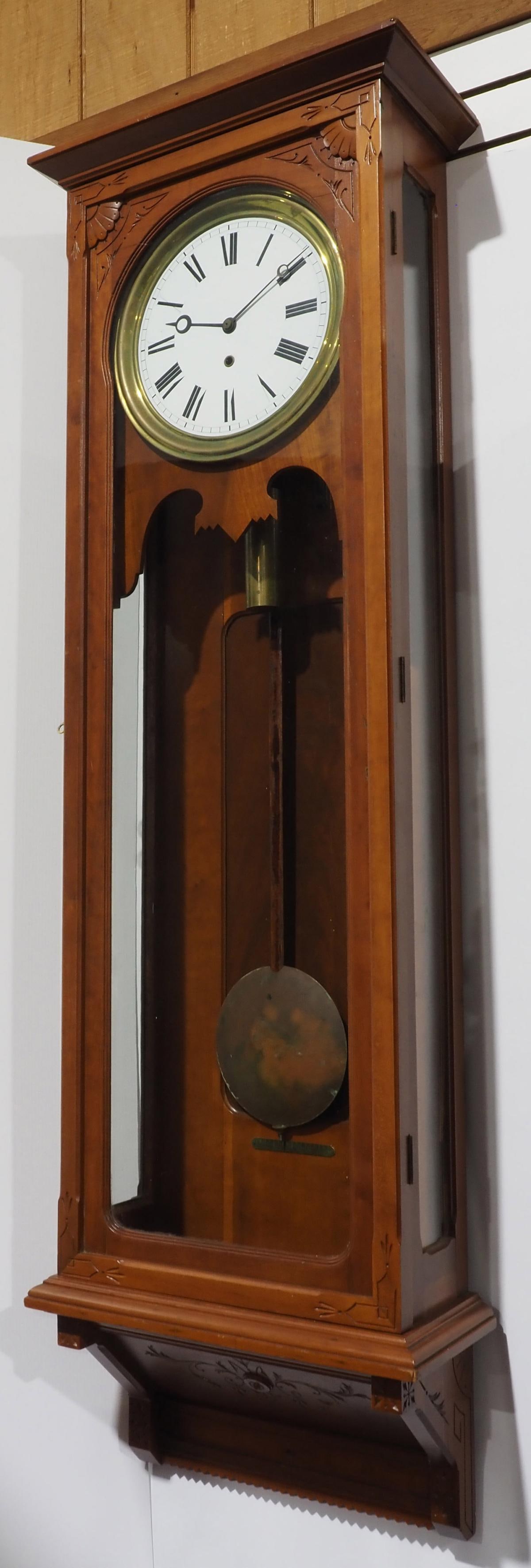 W.L. Co. Regulator Wall Clock: W.L. Co. Regulator Wall Clock Condition NOTICE! VERY IMPORTANT! Chupp Auctions is pleased to issue an opinion on any lot; the absence of a condition report does not indicate that a lot is in perfect c