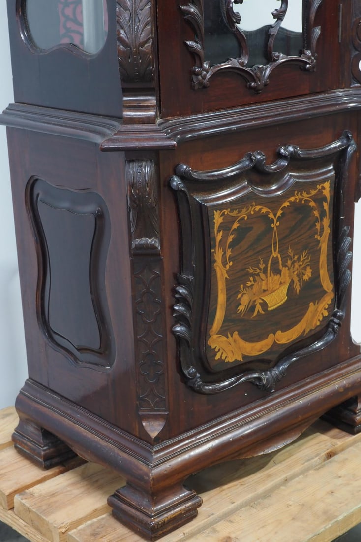J.J. Elliott Fine Carved Mahogany 9-Tube Tall Case Grandfather Clock c.1890 - 10