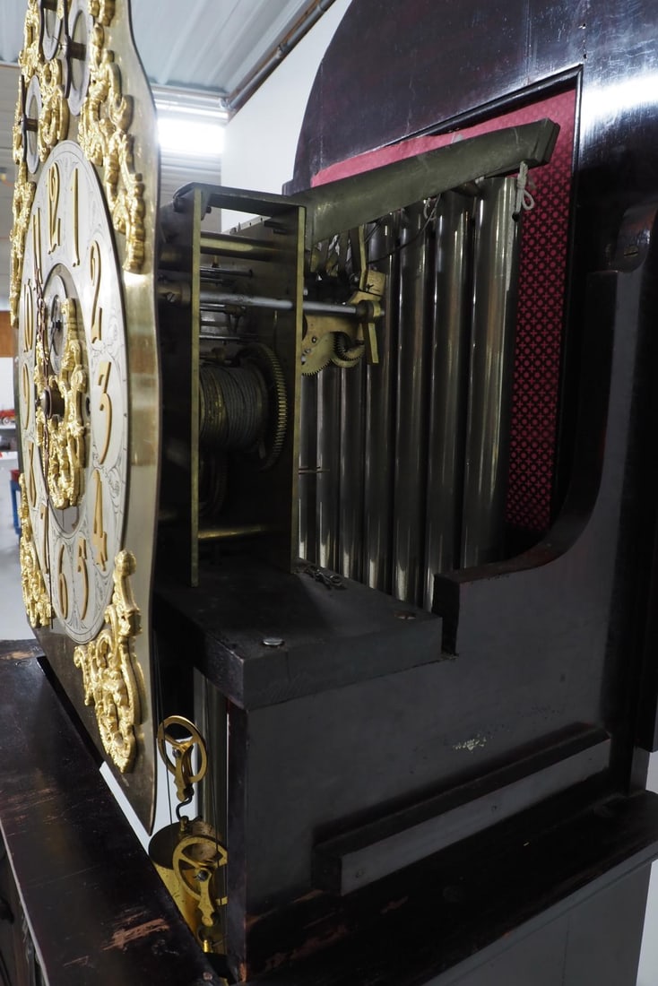 J.J. Elliott Fine Carved Mahogany 9-Tube Tall Case Grandfather Clock c.1890 - 6