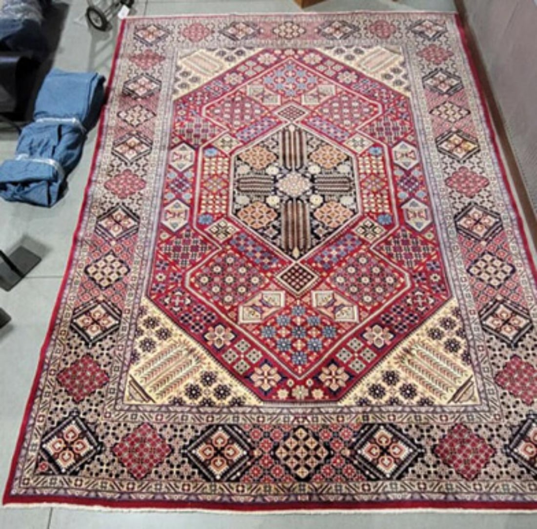 Persian Yalameh Hand Knotted Room Size Oriental Rug: Persian Yalameh Hand Knotted Room Size Oriental Rug, 13'x10" x 10' Condition NOTICE! VERY IMPORTANT! Chupp Auctions is pleased to issue an opinion on any lot; the absence of a condition report does no