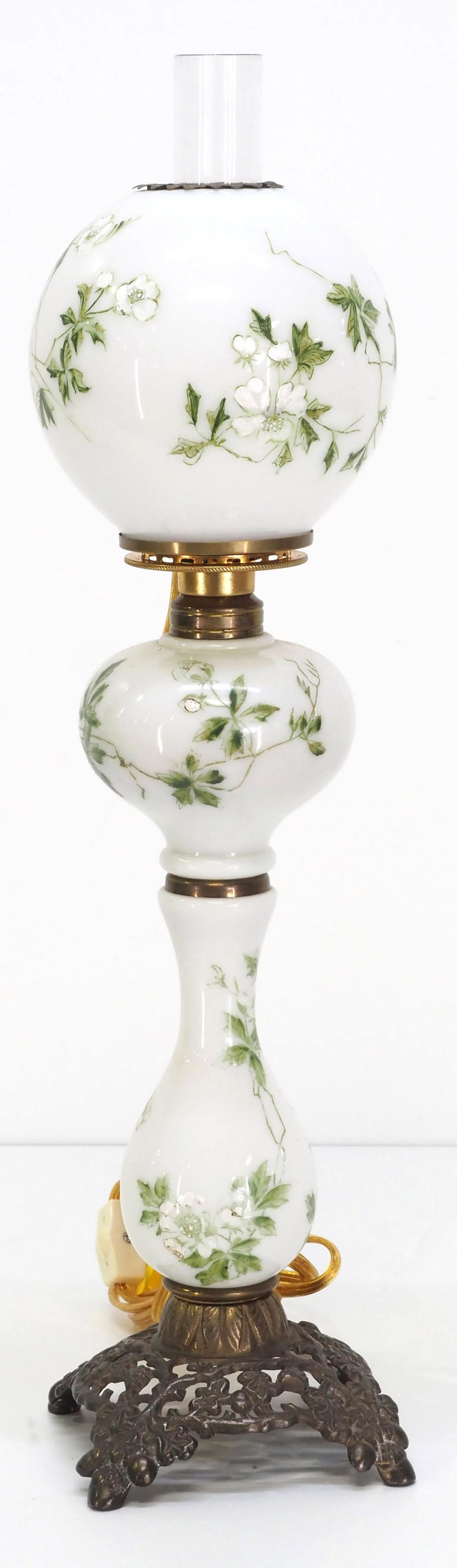 Milk Glass Table Lamp with Hand-Painted Floral Design (1 of 6)