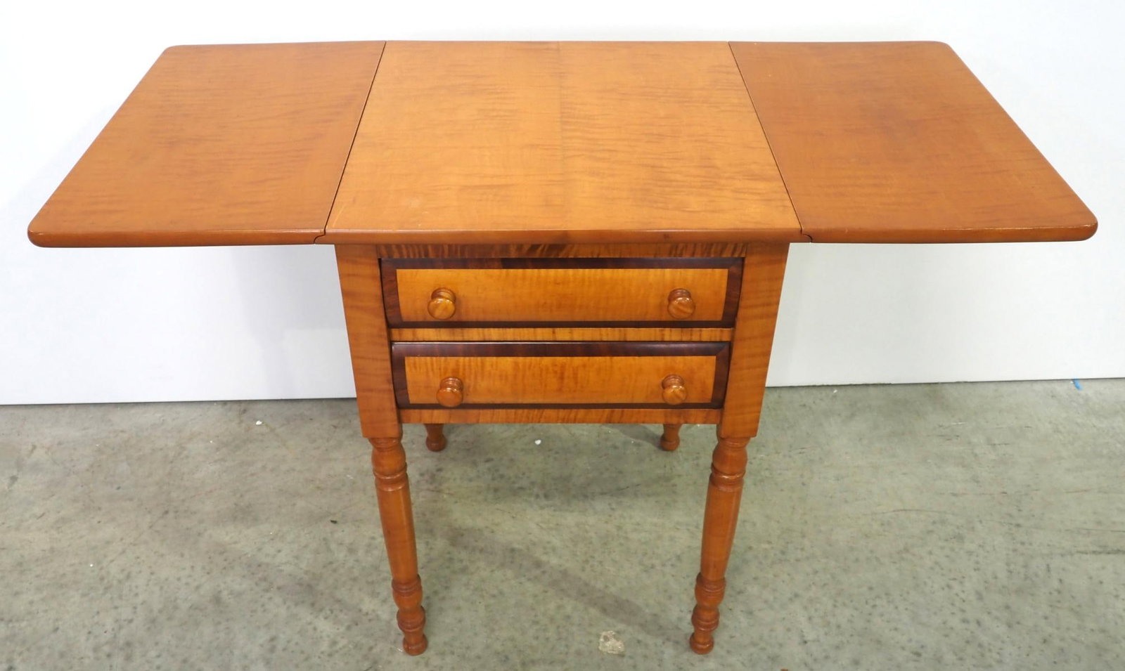 Tiger Maple Drop-Leaf Side Table - 4