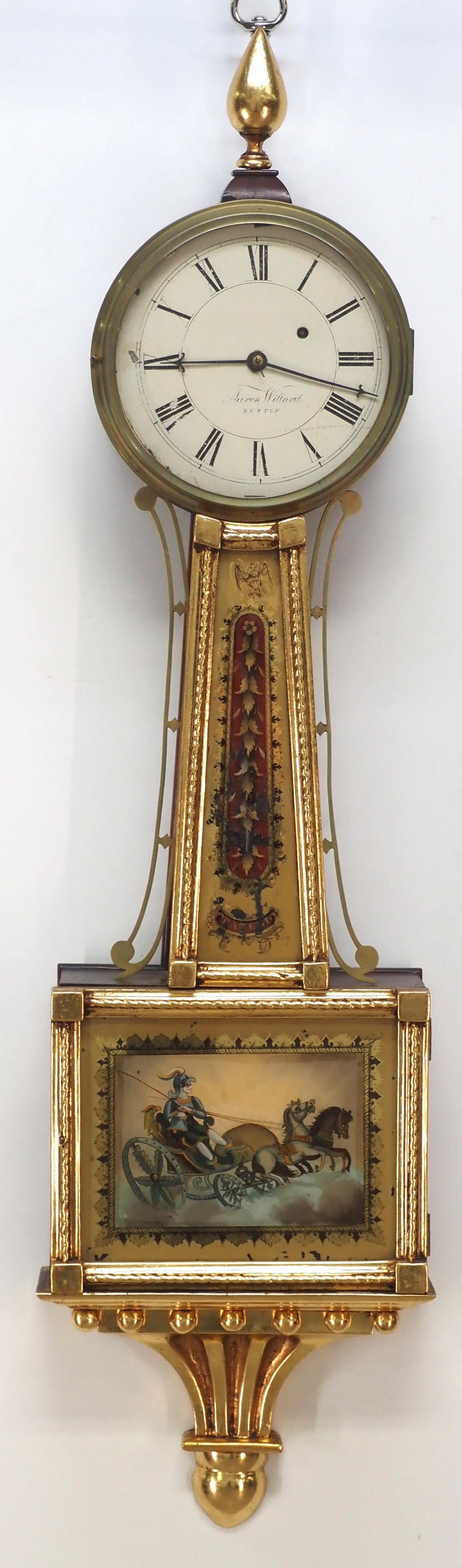 Aaron Willard Gilt Banjo Clock with Reverse Painted Panels (1 of 9)