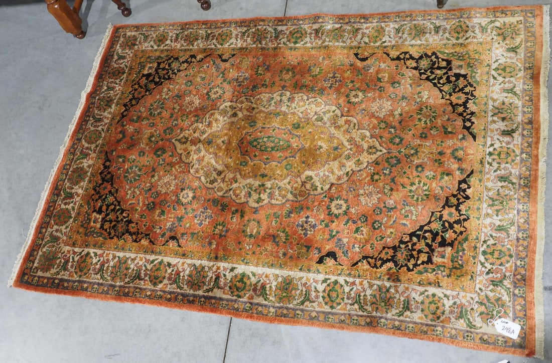Early Kashmir Silk & Wool Mix Persian Small Room Size Rug (1 of 2)
